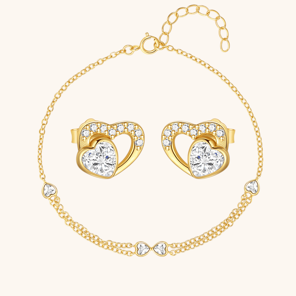 Heart Zirconia Butterfly Bow Jewelry Set - mifjewelry