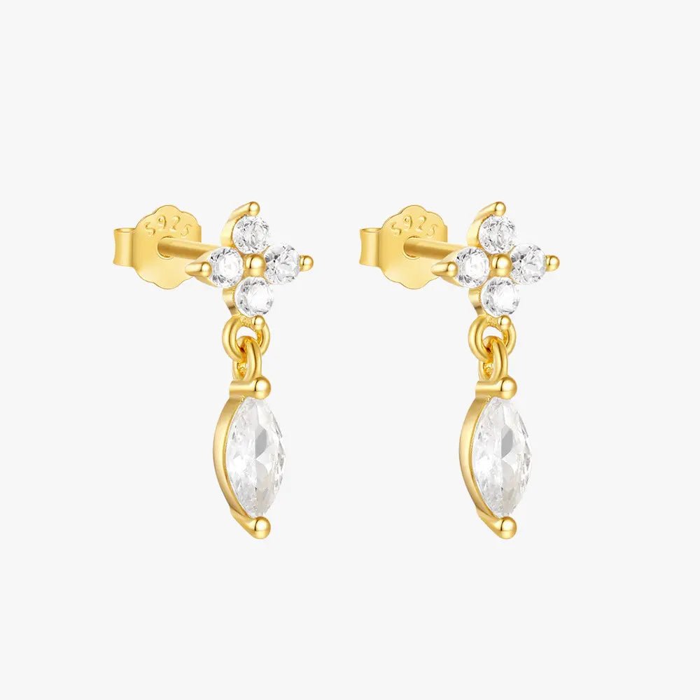 Heart zirconia Petal Drop Earrings - mifjewelry