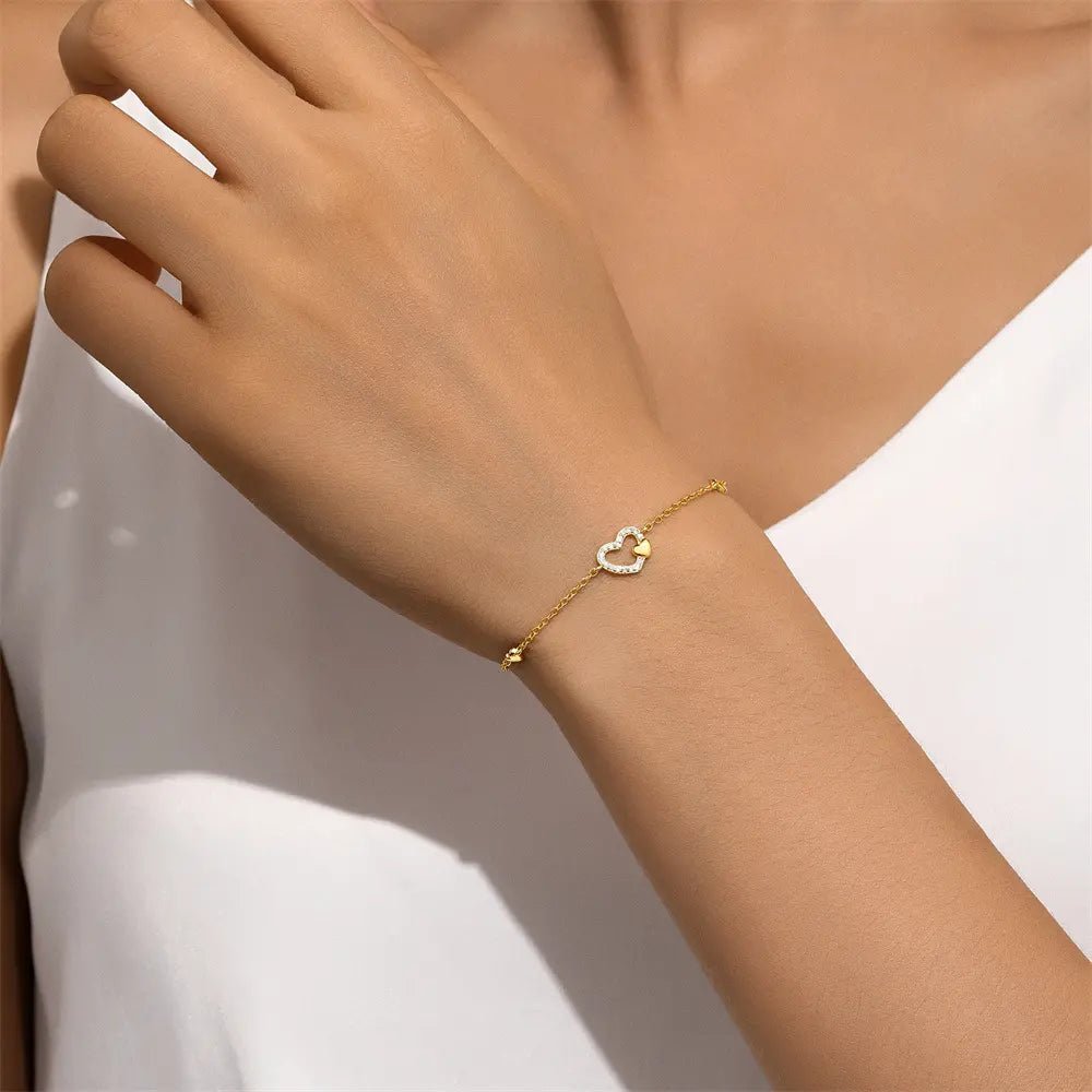Hollow Heart Sterling Silver Bracelet - mifjewelry
