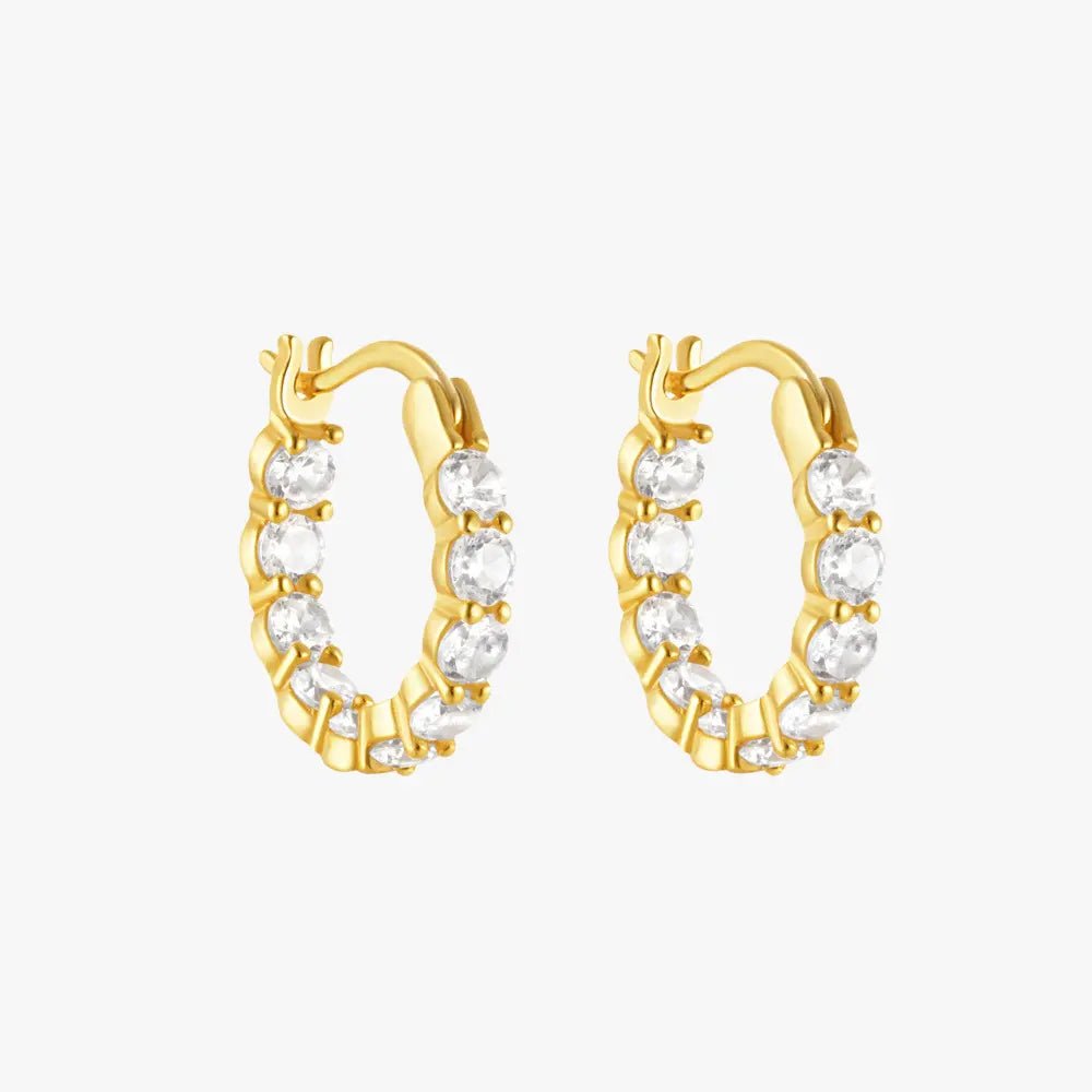 Hollow Zircon Hoop Earrings with Heart C - Shape Design - mifjewelry