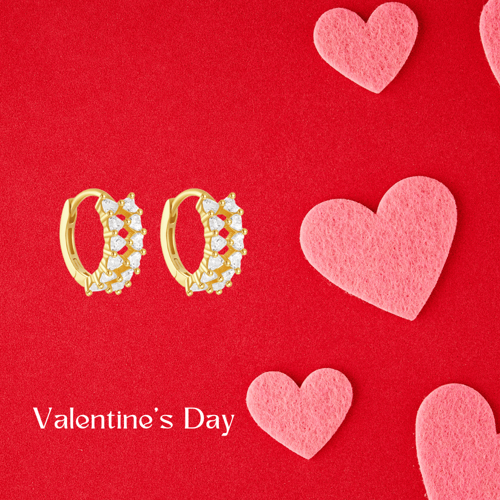 Hollow Zirconia Heart - Shaped C - Shape Hoop Earrings - mifjewelry
