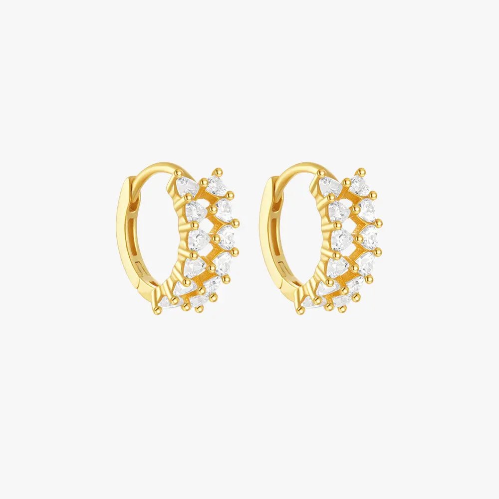 Hollow Zirconia Heart - Shaped C - Shape Hoop Earrings - mifjewelry