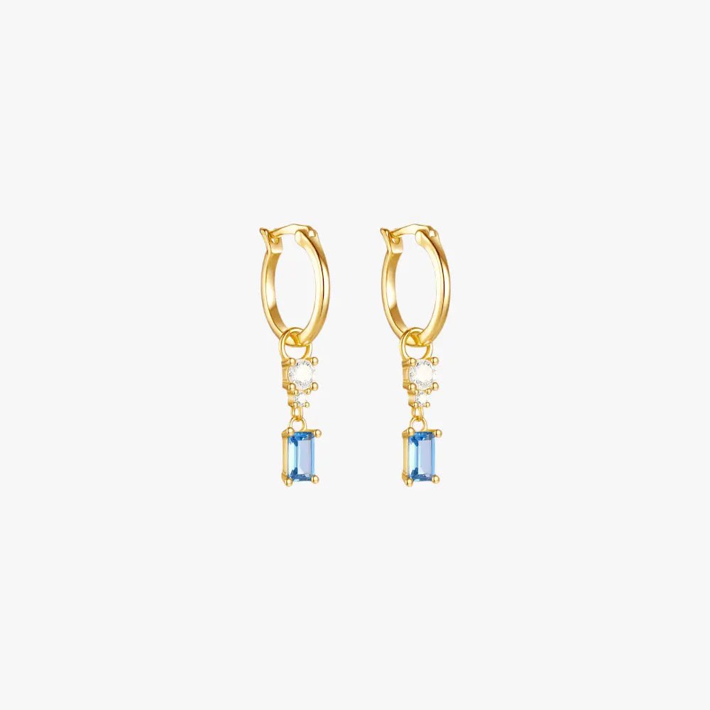 Hoop Earrings with Blue Zircon Dangles - mifjewelry