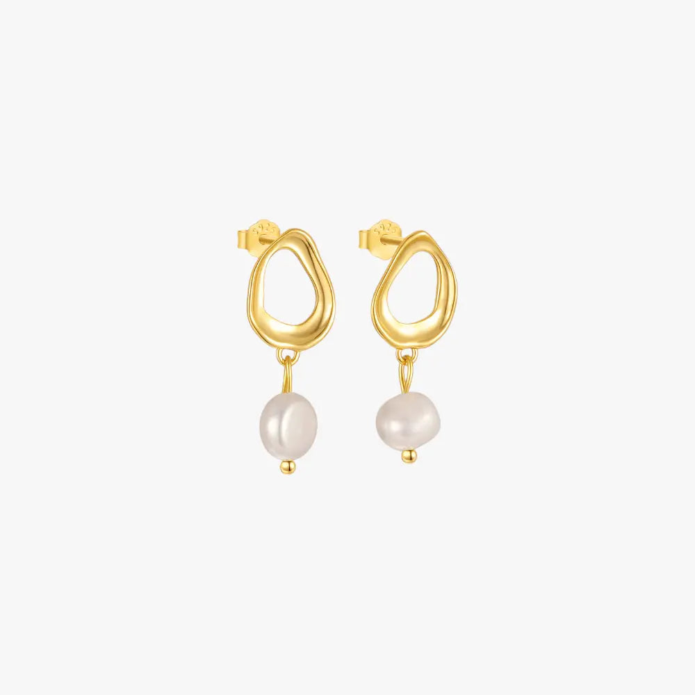 Irregular shaped pearl gold earrings for women, perfect for fashion-forward looks.