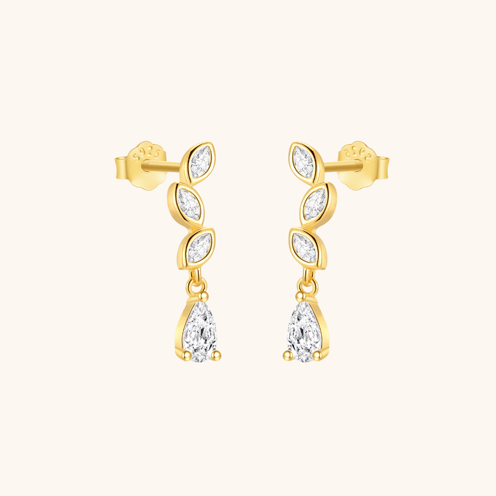 Leaf Design Zirconia Drop Earrings - mifjewelry