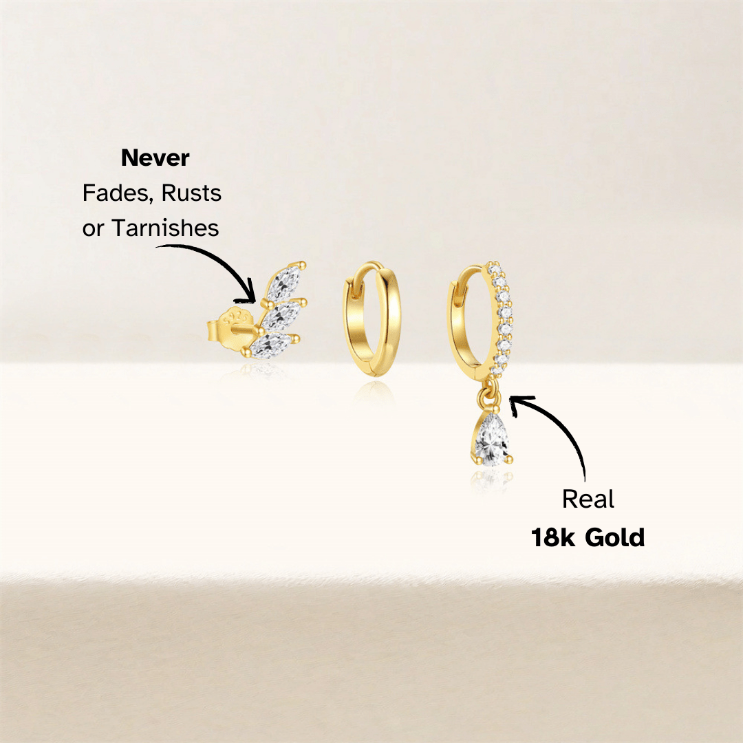 Leaf Stud and Hoop Earring Set - mifjewelry