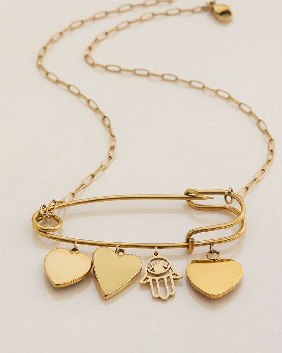 Lover’s Charm Safety Pin Necklace - mifjewelry