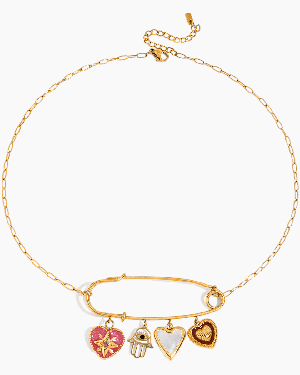 Lover’s Charm Safety Pin Necklace - mifjewelry