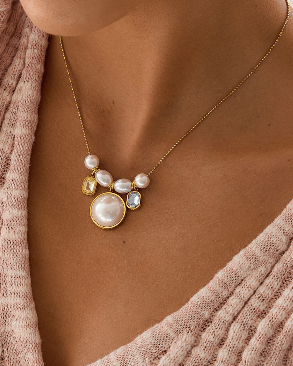 Lustre Pearl Gem Necklace - mifjewelry