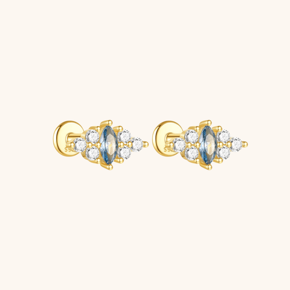 Marquise and Round Zirconia Cluster Studs - mifjewelry