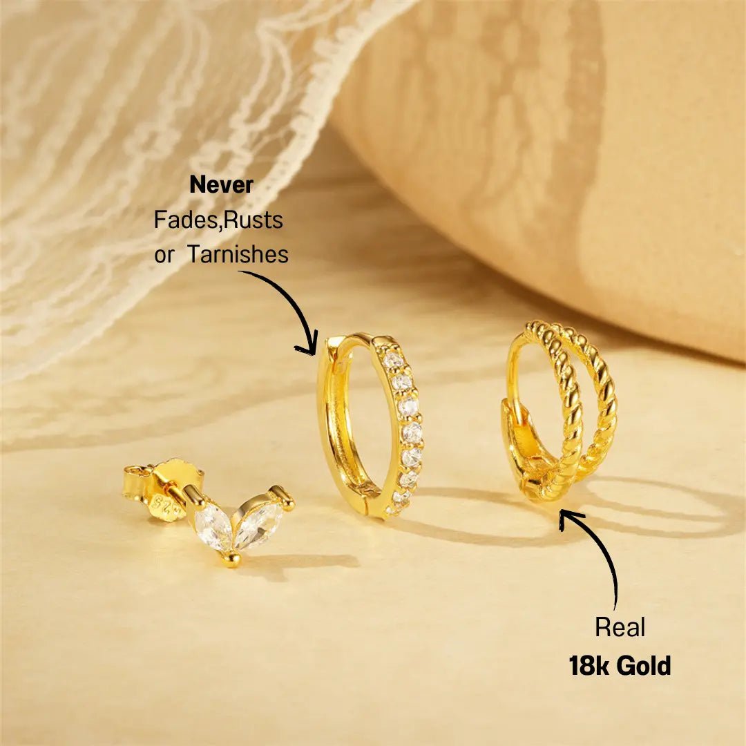 Marquise Stud and Twisted Hoop Earring Set - mifjewelry