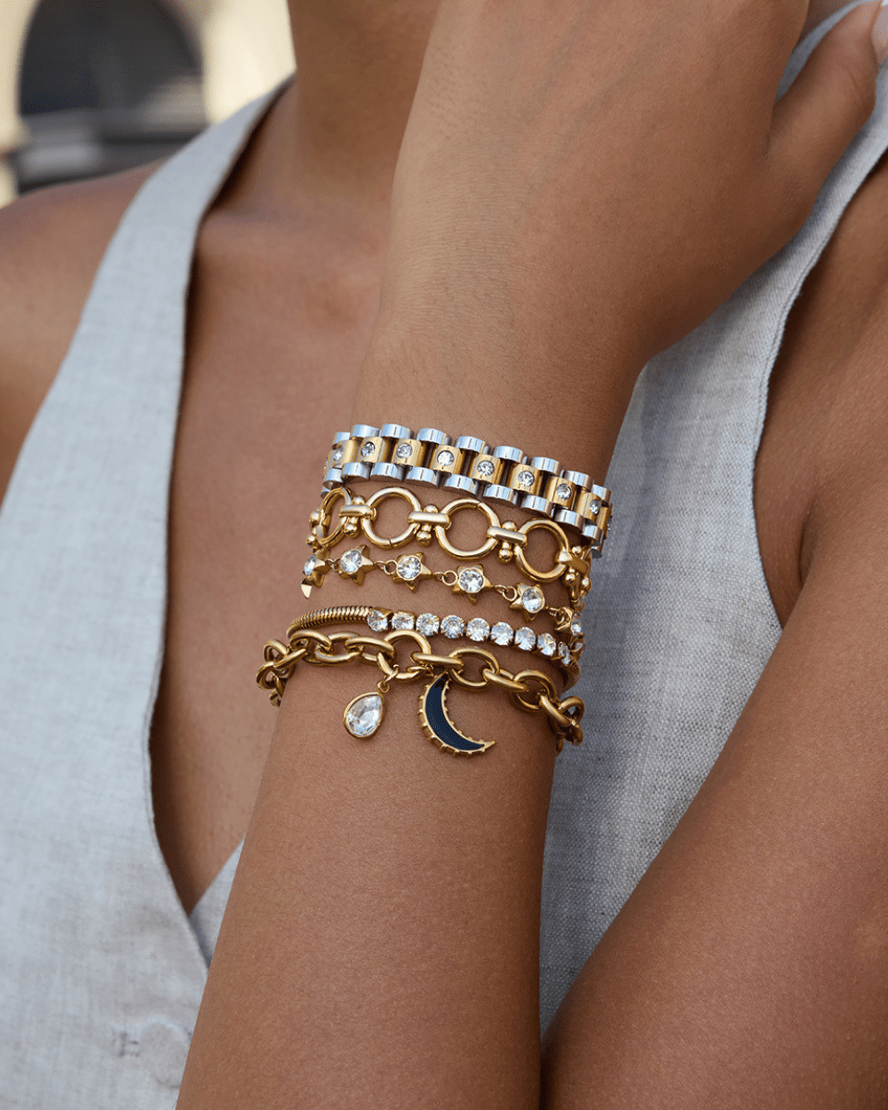 Midnight Crescent Charm Bracelet - mifjewelry