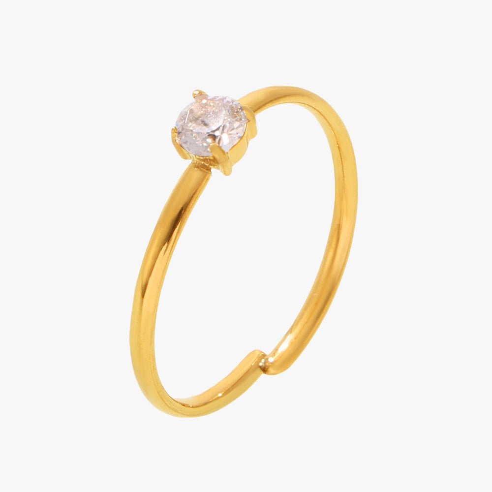 Minimalist Adjustable Zircon Open Ring - mifjewelry