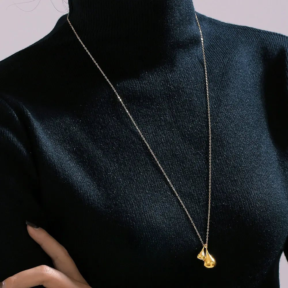 Minimalist Gold Waterdrop Pendant Stainless Steel Necklace - mifjewelry