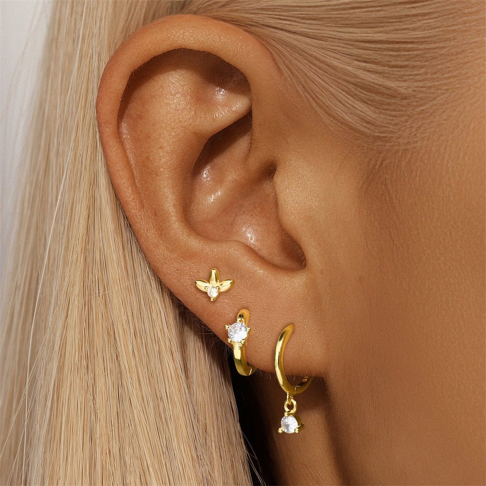 Mismatched Floral and Hoop Earring Set - mifjewelry