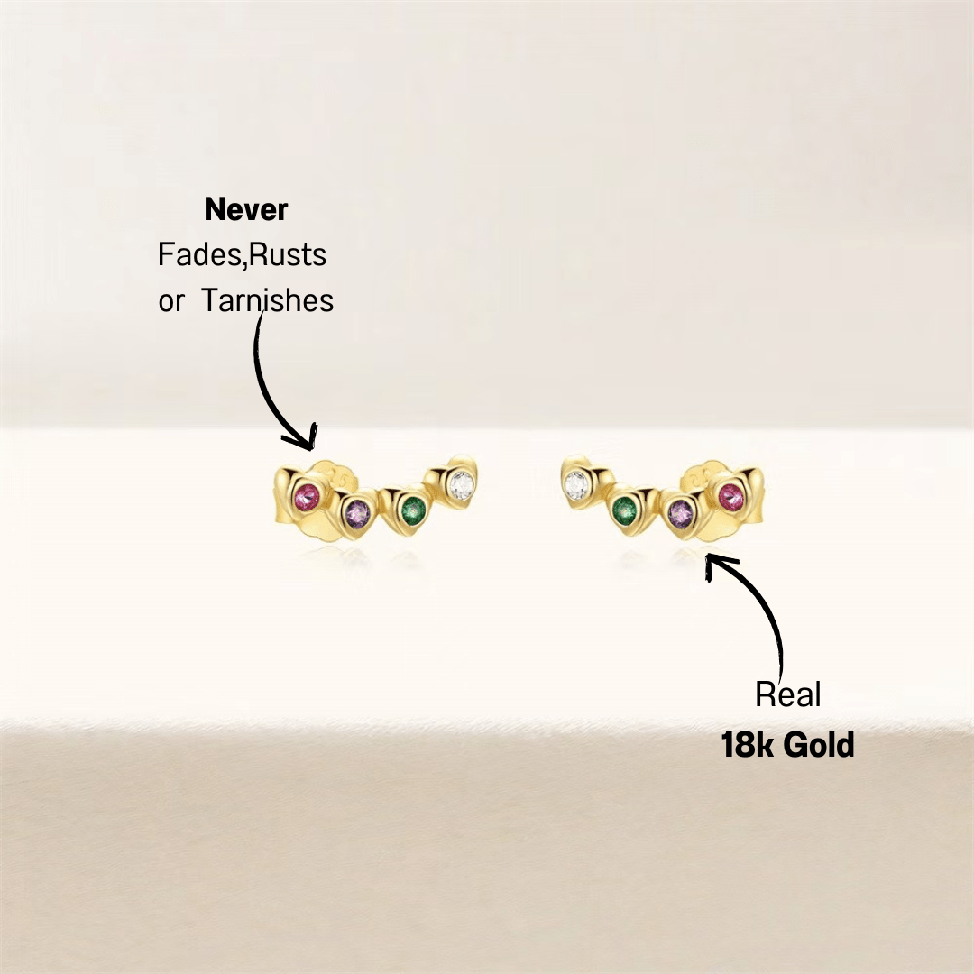 Multi - color Heart Stud Earrings with Zirconia - mifjewelry