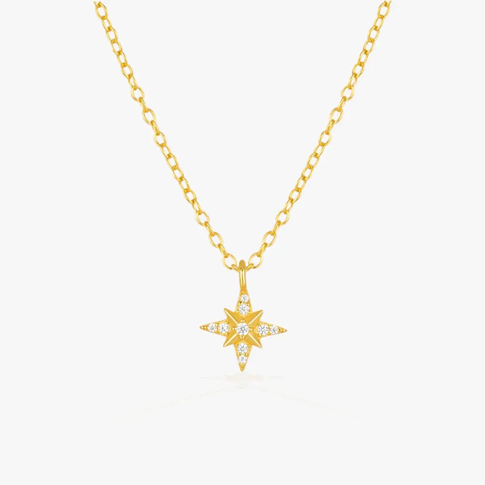 North Star Pendant Necklace with Zirconia - mifjewelry