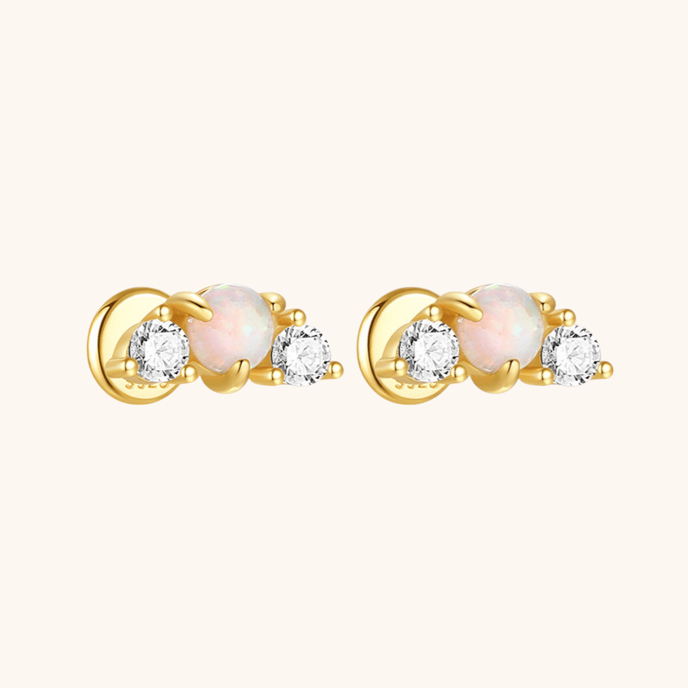 Opal and Zirconia Labret Stud Earrings - mifjewelry