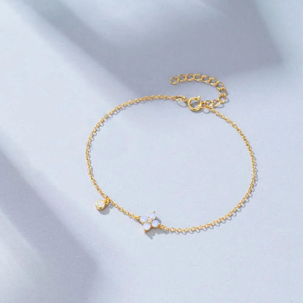Opal Flower Bracelet with Zirconia Accents - mifjewelry