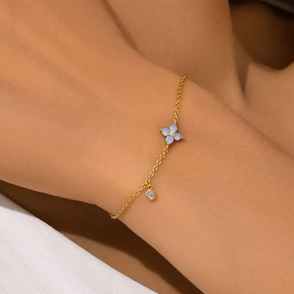 Opal Flower Bracelet with Zirconia Accents - mifjewelry