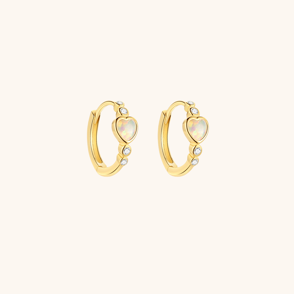 Opal Heart Hoop Earrings with Zirconia - mifjewelry