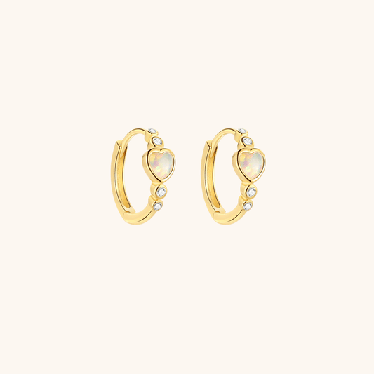 Opal Heart Hoop Earrings with Zirconia - mifjewelry