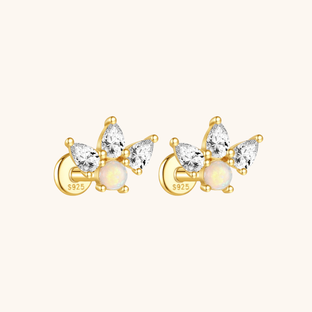 Opal & Zirconia Butterfly Labret Stud Earrings - mifjewelry