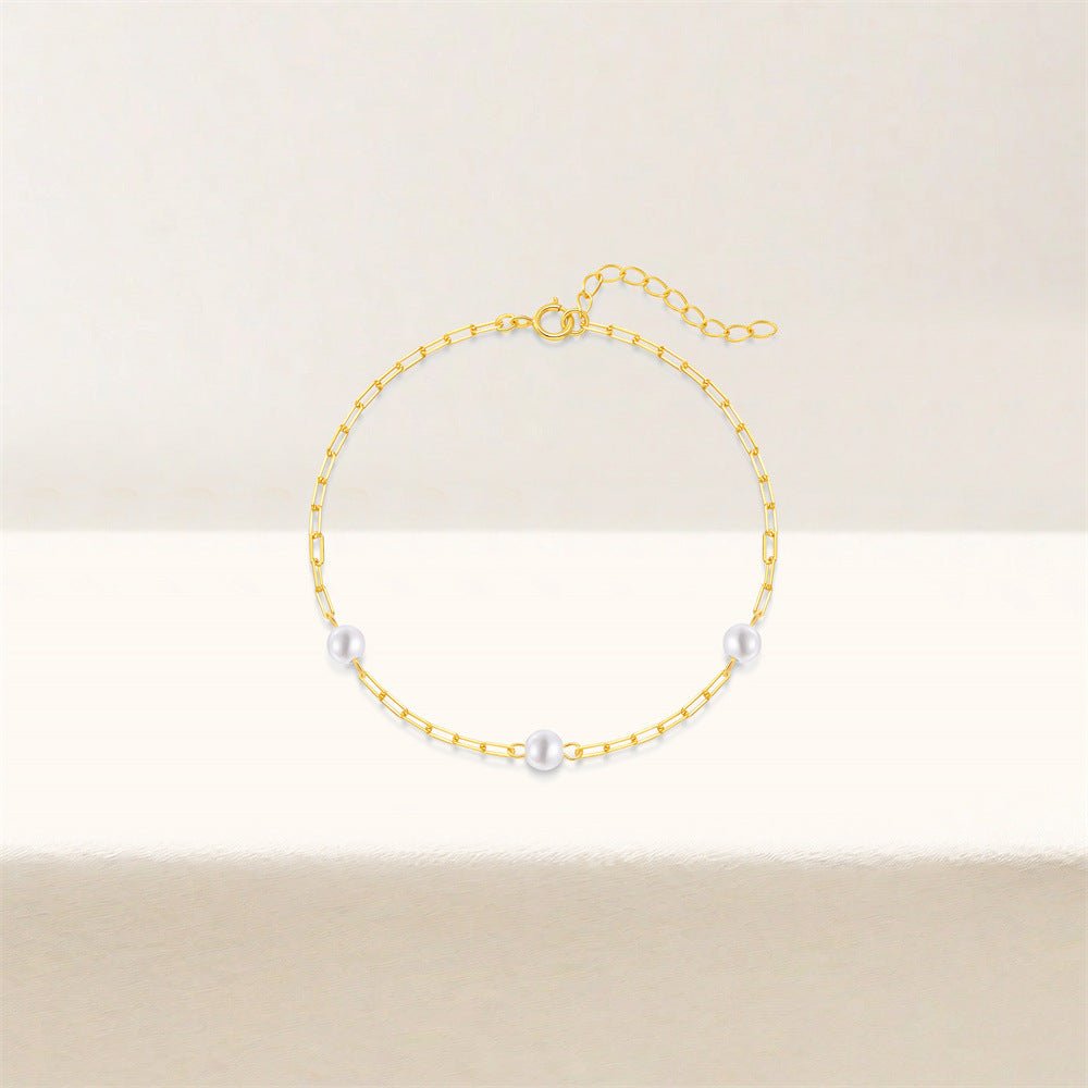 Paperclip Chain Pearl Bracelet - mifjewelry