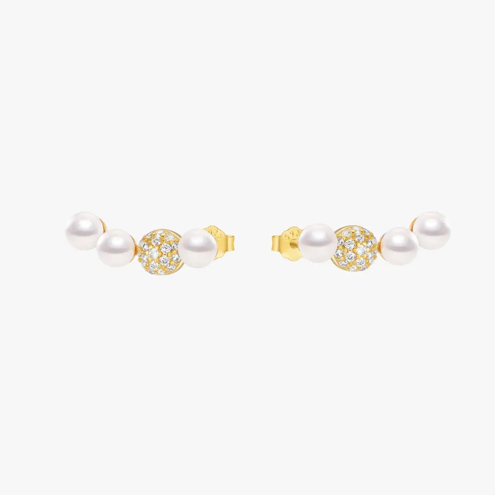 Pearl and Zirconia Bar Stud Earrings - mifjewelry