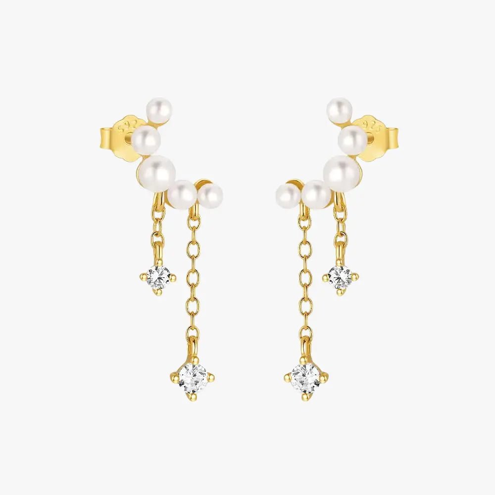 Pearl and Zirconia Dangle Earrings - mifjewelry