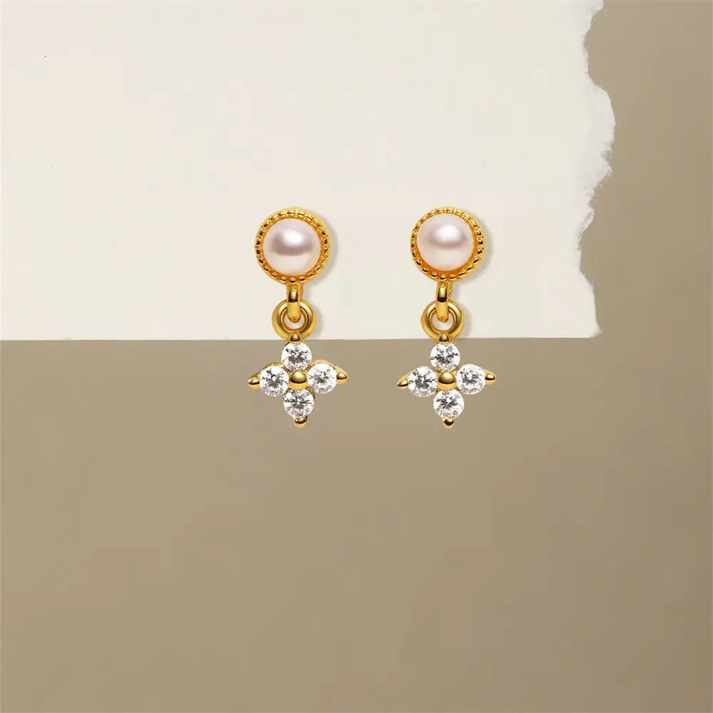 Pearl and Zirconia Drop Earrings - mifjewelry
