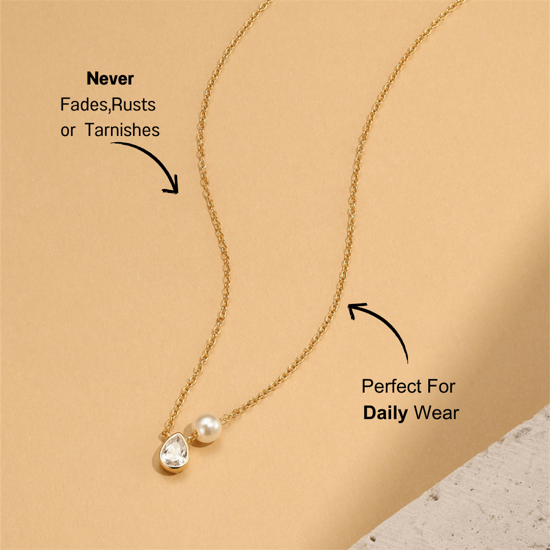 Pearl and Zirconia Pendant Necklace - mifjewelry