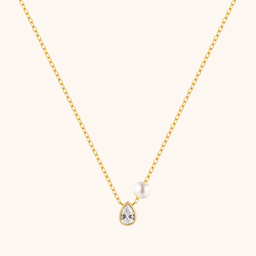 Pearl and Zirconia Pendant Necklace - mifjewelry