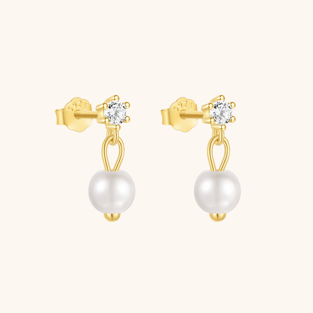 Pearl Drop Earrings with Zirconia Accent - mifjewelry