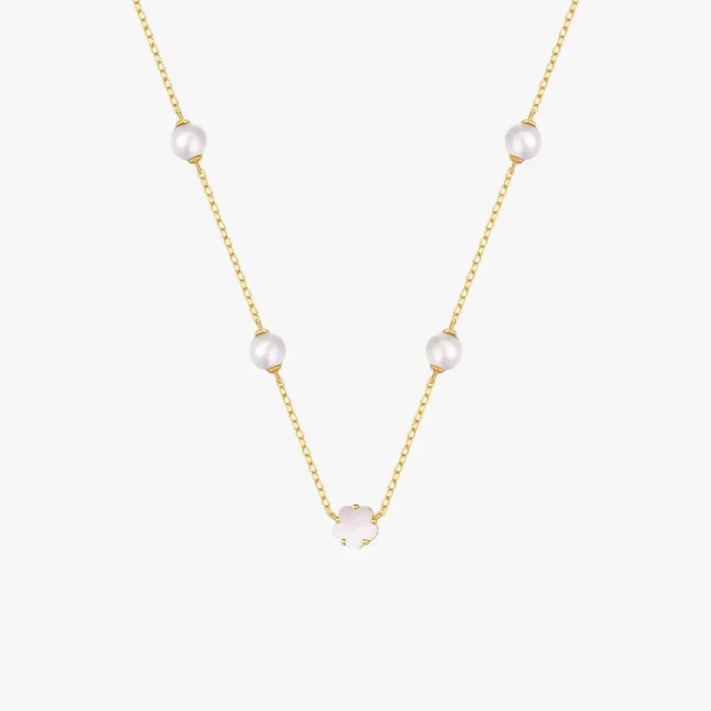 Pearl Five - Petal White Shell Necklace - mifjewelry