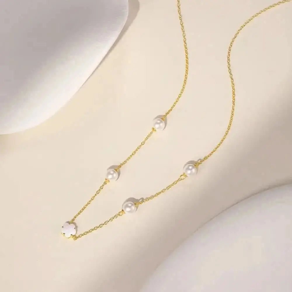 Pearl Five - Petal White Shell Necklace - mifjewelry