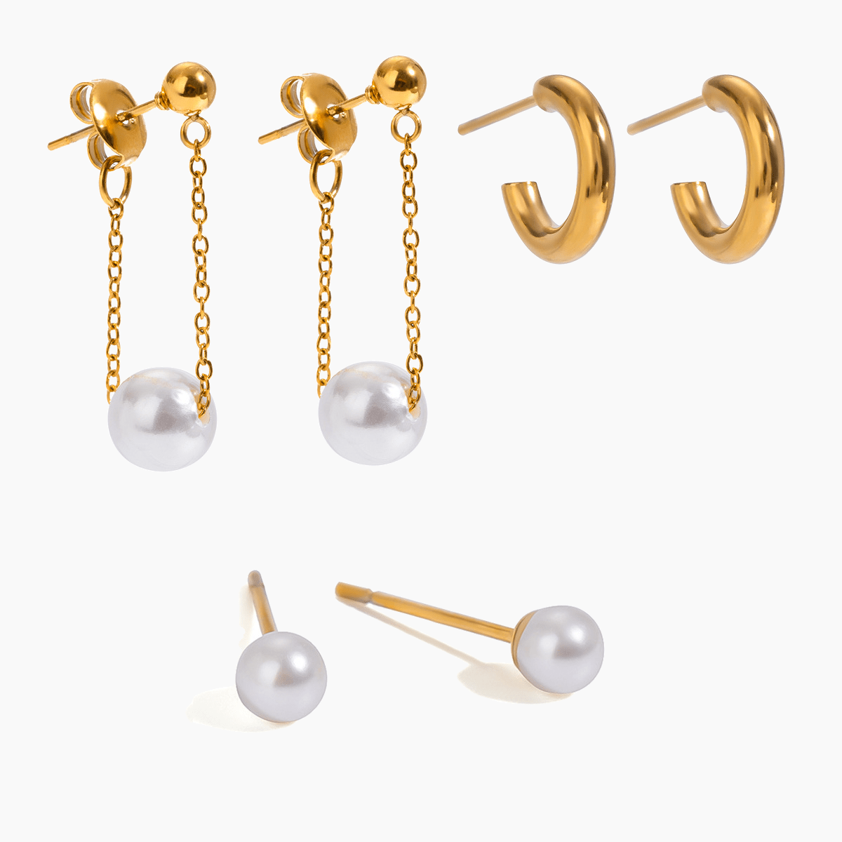 Pearl Flow Earring Trio - mifjewelry