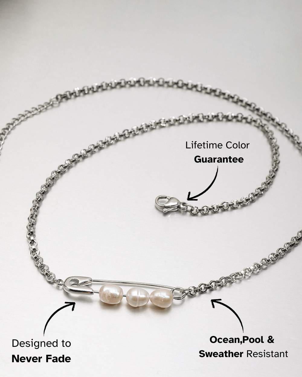 Pearl - Pin Double Chain Necklace - mifjewelry