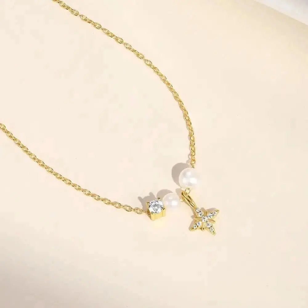 Pearl Star Pendant Necklace - mifjewelry
