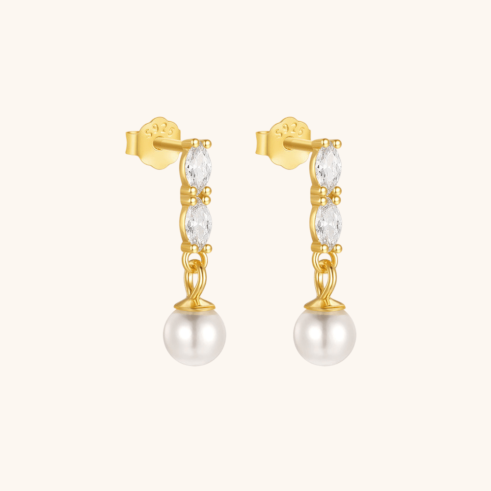 Pearl & Zirconia Dangling Earrings - mifjewelry