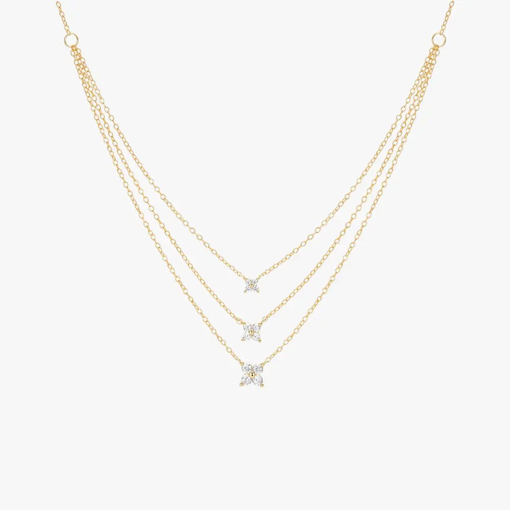 Petal Charm Triple Layer Necklace - mifjewelry