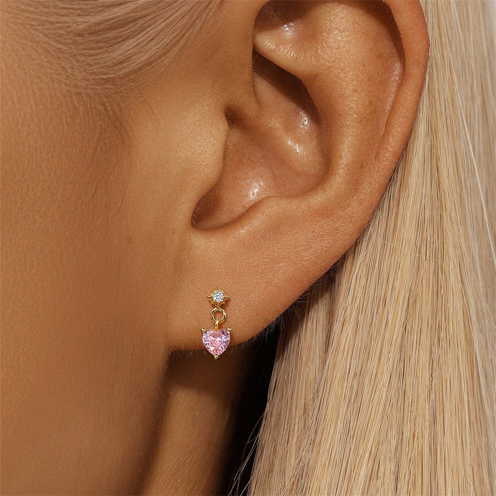 Pink Heart Dangle Earrings - mifjewelry