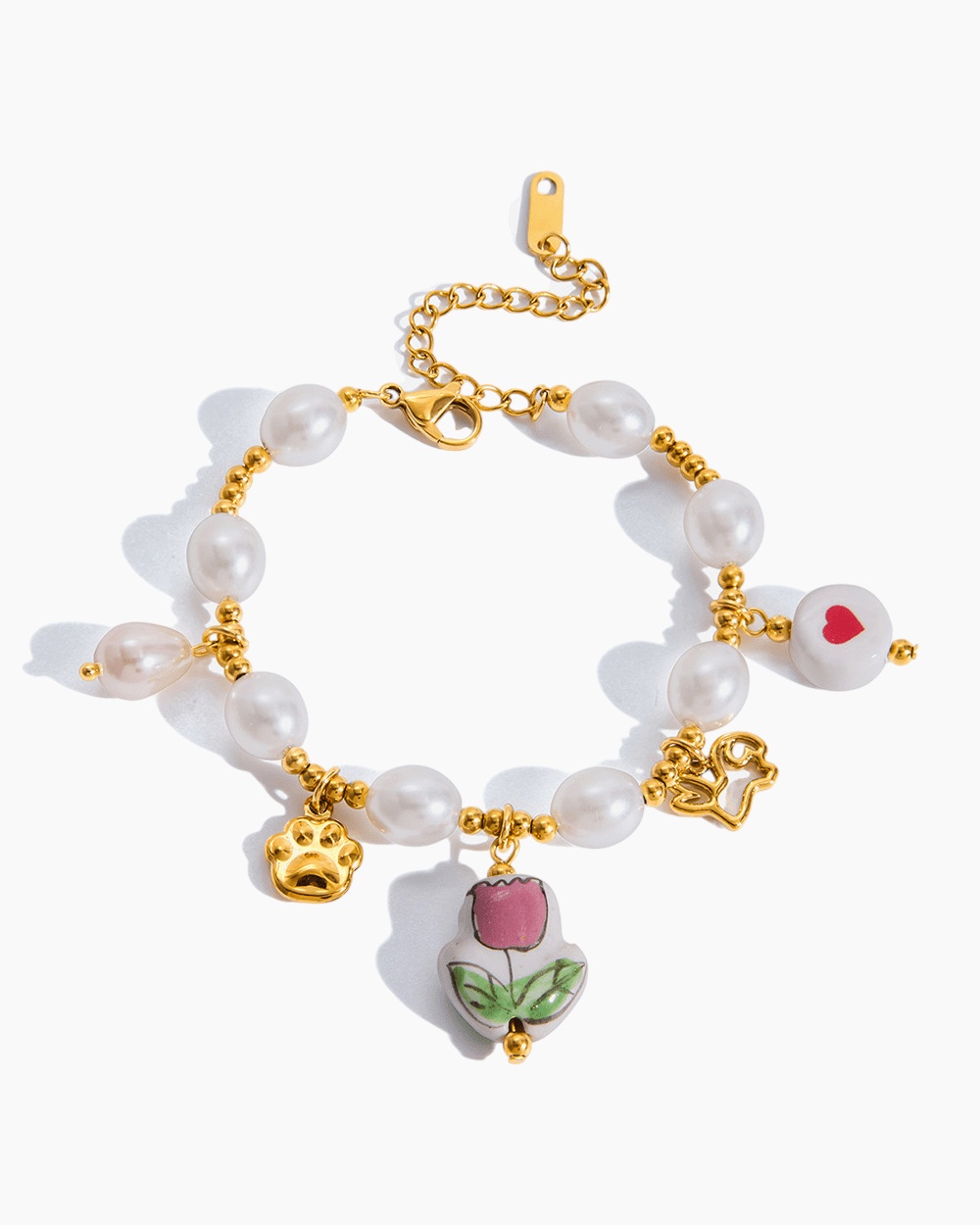 Playful Paw & Heart Charm Bracelet - mifjewelry