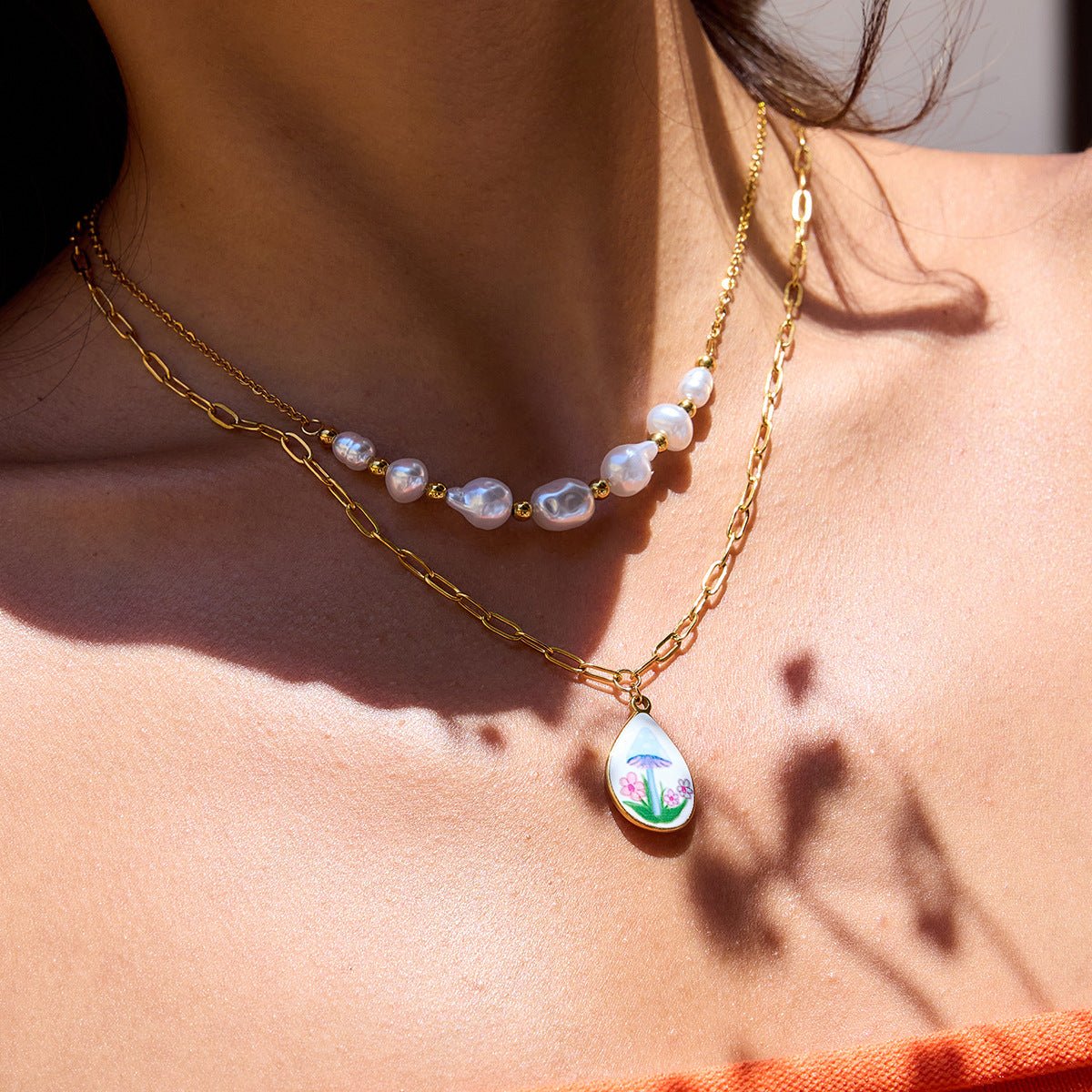 Rainy Bloom Double Necklace - mifjewelry