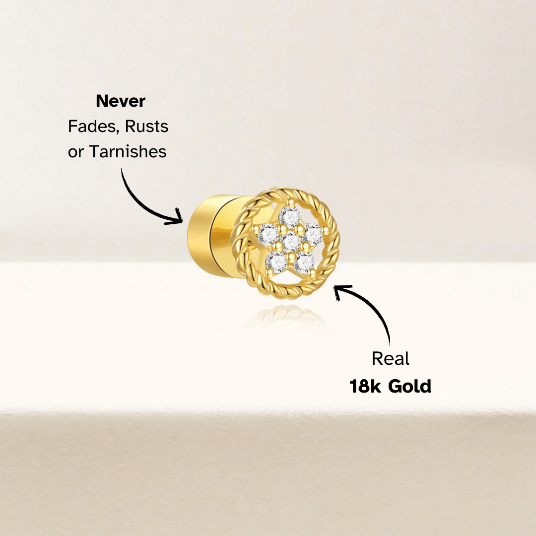 Rope - Design Floral Zirconia Stud Earrings - mifjewelry