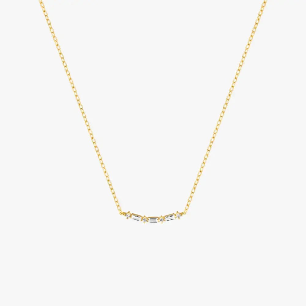 Single Row Square Zircon Pendant Necklace - mifjewelry