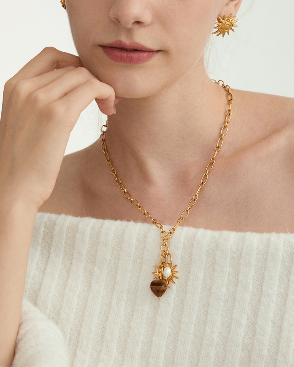 Solar Heart Tiger Eye Necklace - mifjewelry