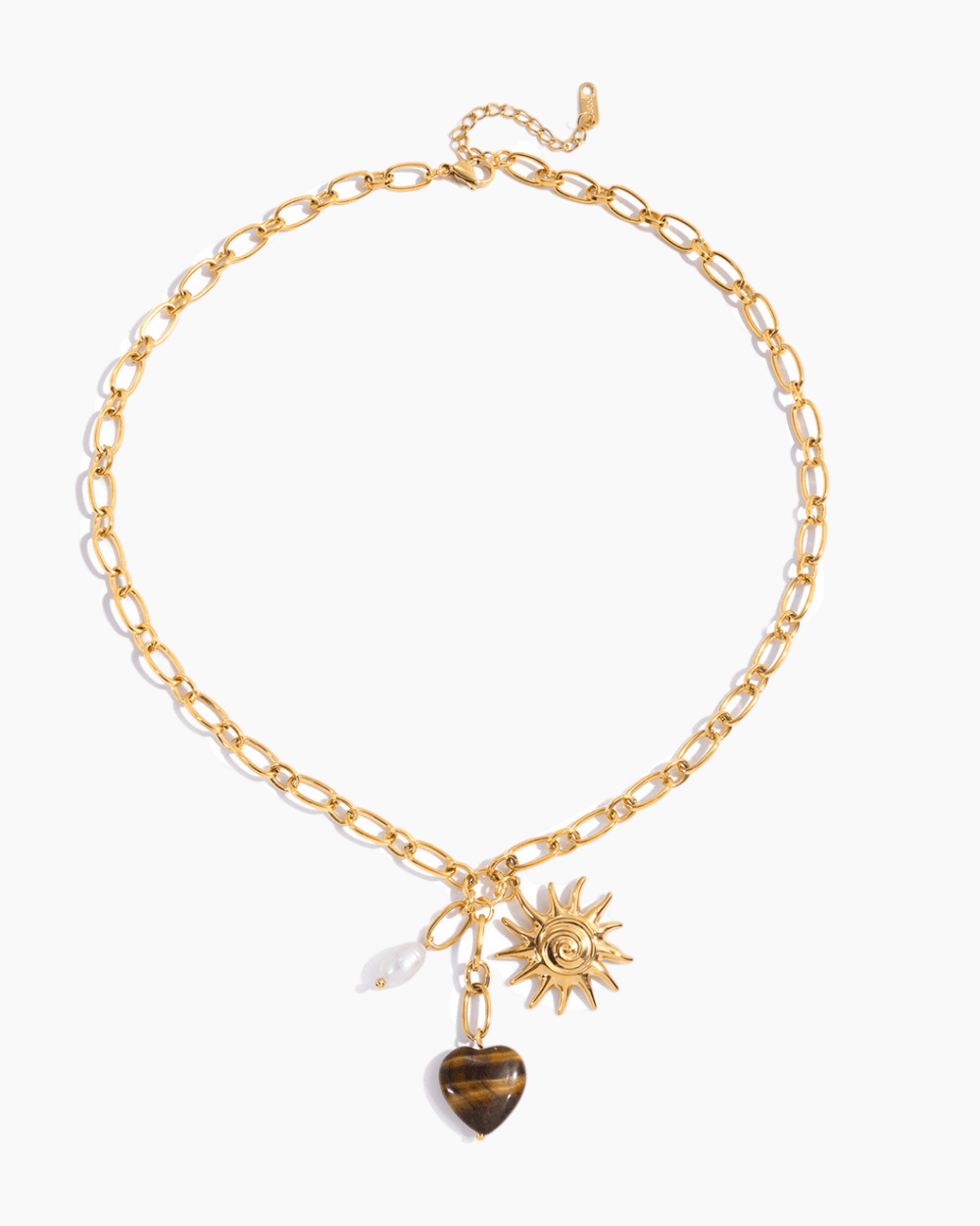 Solar Heart Tiger Eye Necklace - mifjewelry