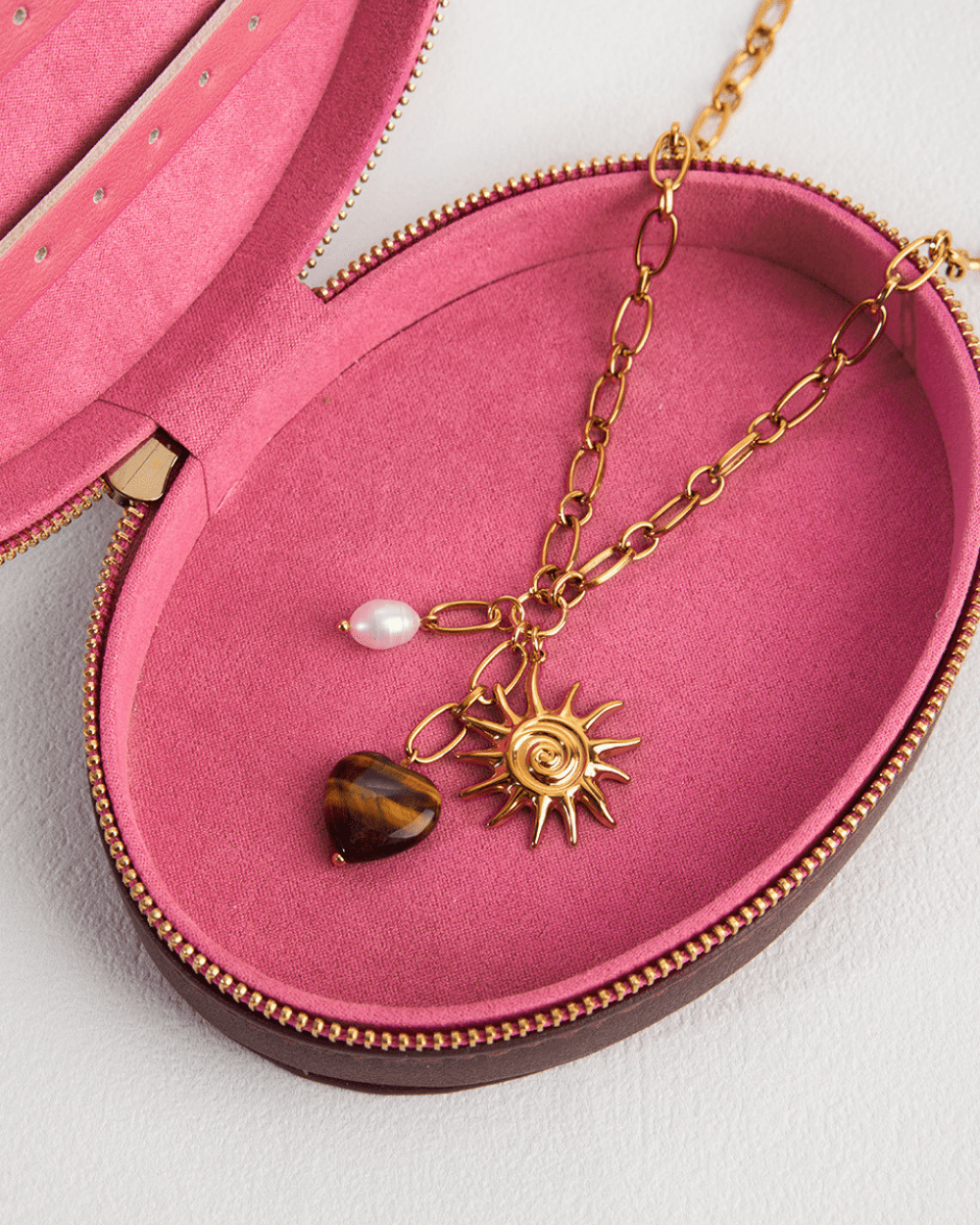 Solar Heart Tiger Eye Necklace - mifjewelry
