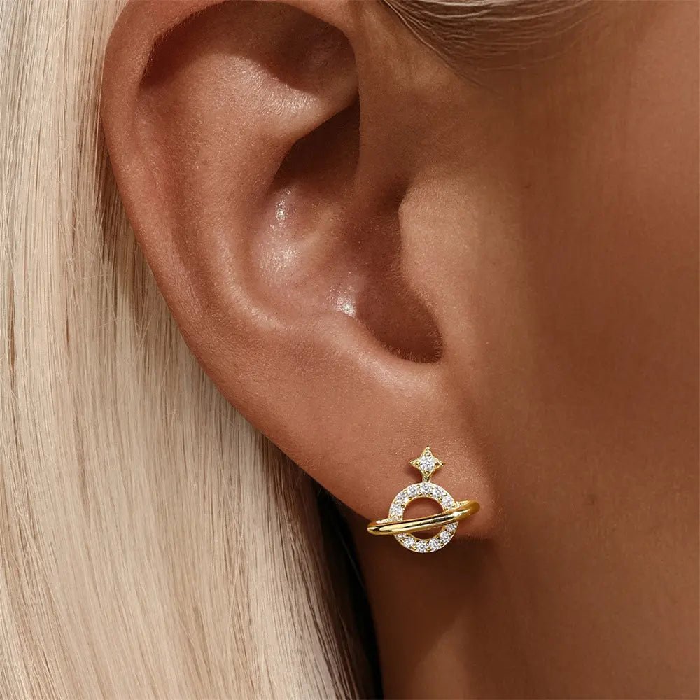 Sparkling Planet Zirconia Sterling Silver Earrings - mifjewelry